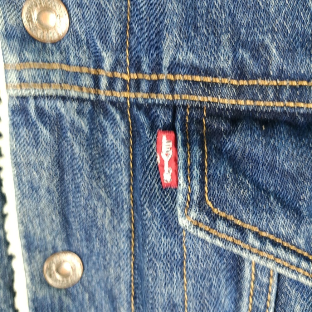 Levis Trucker Jacket Men Small Blue Denim Sherpa Lined Snap Up Western Type 3 - Picture 10 of 11